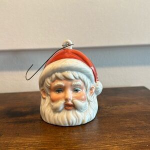 Vintage Porcelain Santa Head Bell Ornament TM 1991 Handpainted